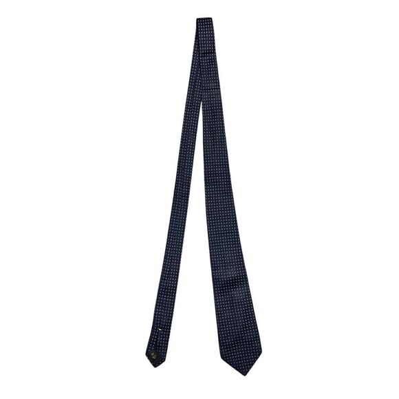 Louis Vuitton Mens Navy Blue Silk Designer Neck Tie Monogram Embroidered Logo - Picture 1 of 14